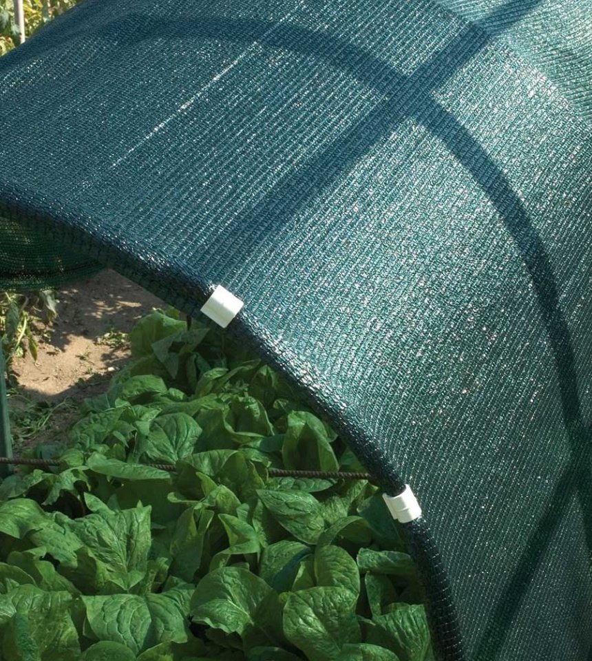 UV stabilized HDPE agricultural shade net installed in farming structure for crop protection